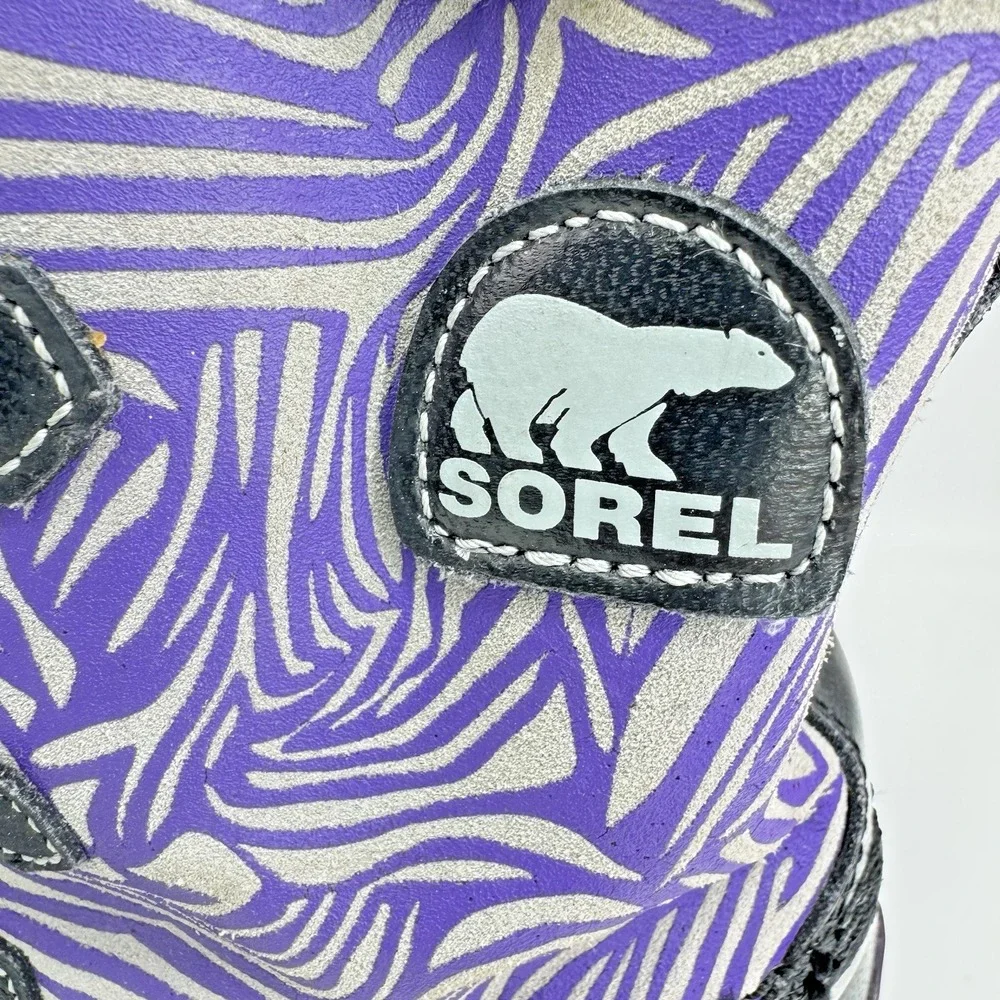 Sorel Winter Boots Womens Size 5 Black Purple Waterproof Lace Up Insulated